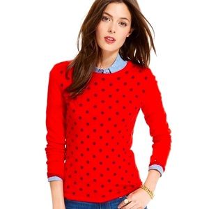 Tommy Hilfiger Red with blue navy polkadot crew neck sweater pull over s